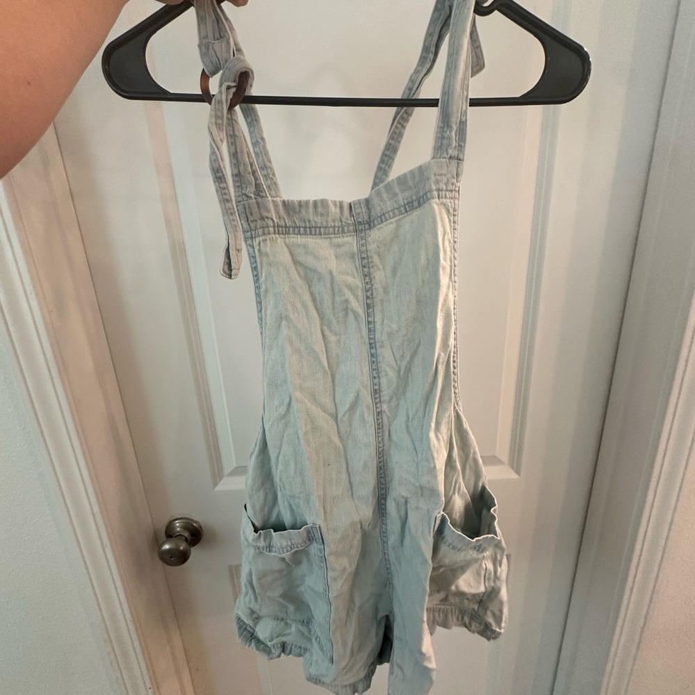 Aerie Light Blue Denim Overalls